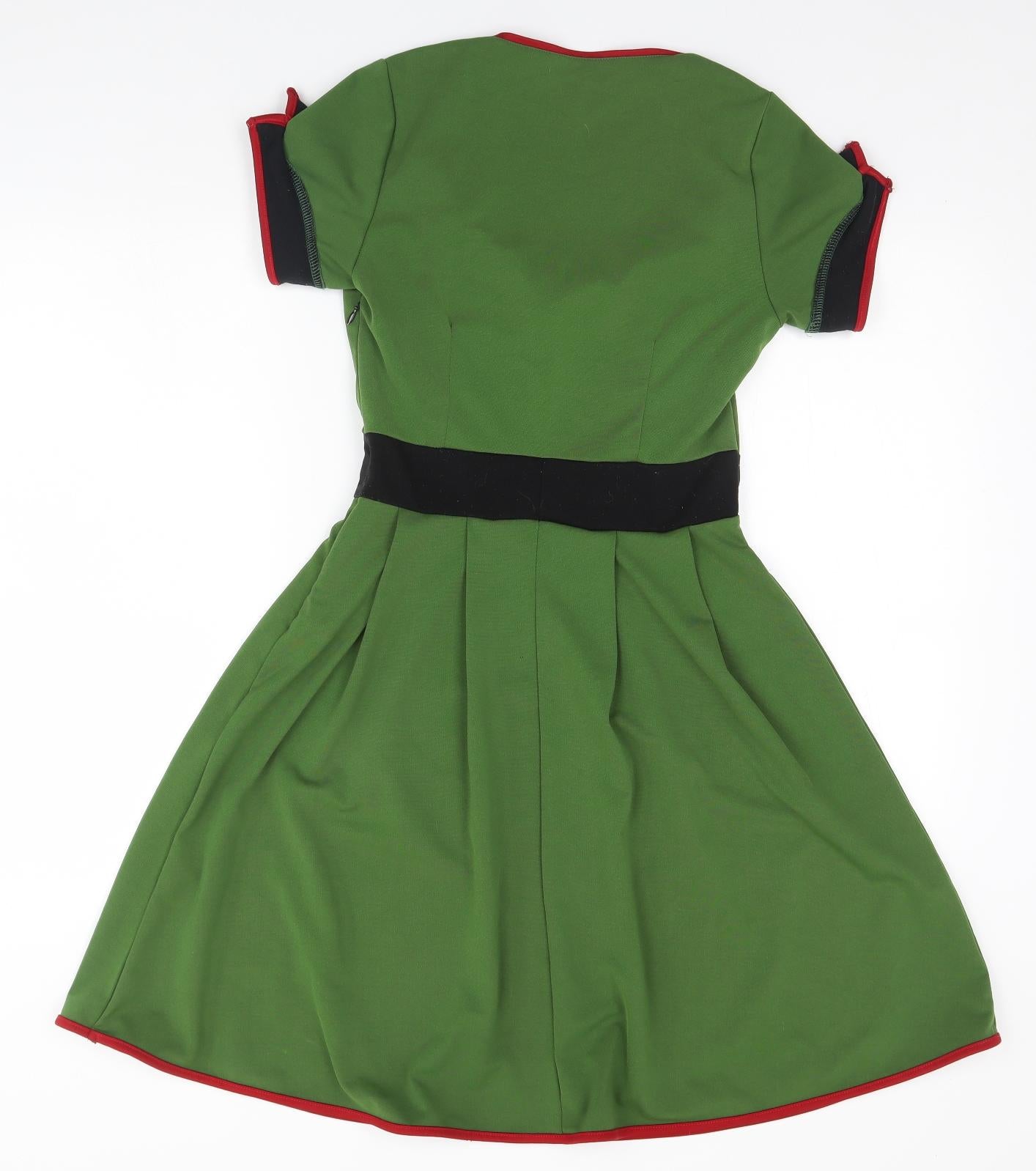 Sourpuss Womens Green  Polyester A-Line  Size M Square Neck  - Planes