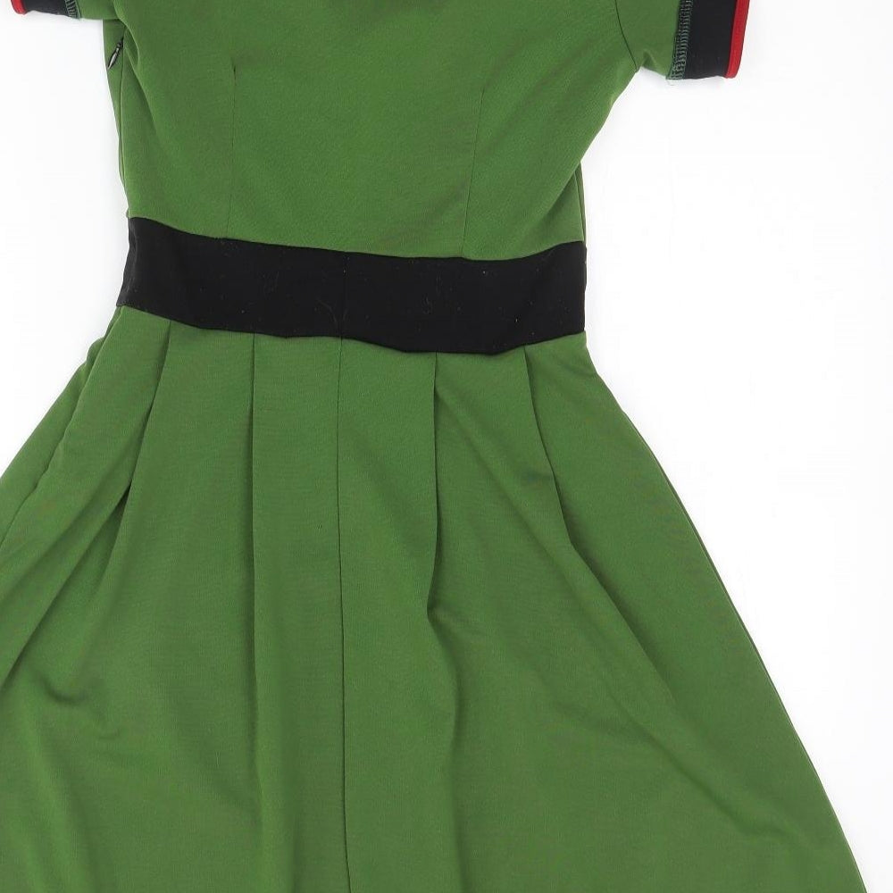 Sourpuss Womens Green  Polyester A-Line  Size M Square Neck  - Planes