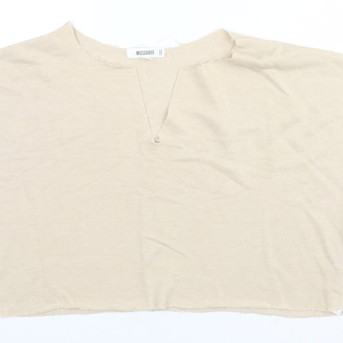 Missguided Womens Beige Round Neck  Polyester Pullover Jumper Size 12