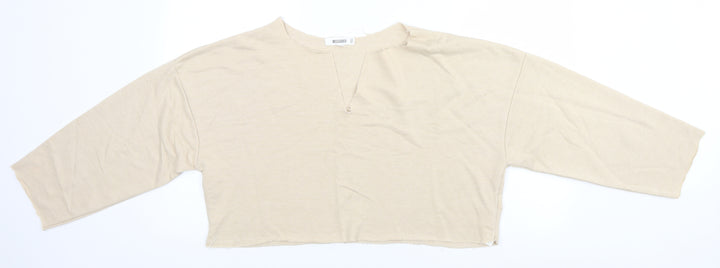 Missguided Womens Beige Round Neck  Polyester Pullover Jumper Size 12