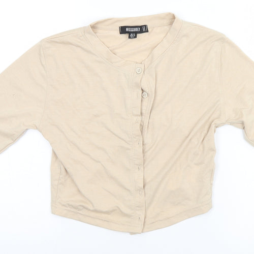 Missguided Womens Beige Round Neck  Polyester Cardigan Jumper Size 10