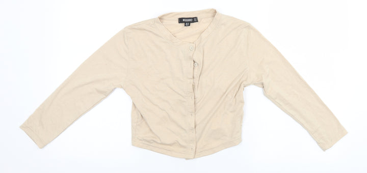Missguided Womens Beige Round Neck Polyester Cardigan Jumper Size 10