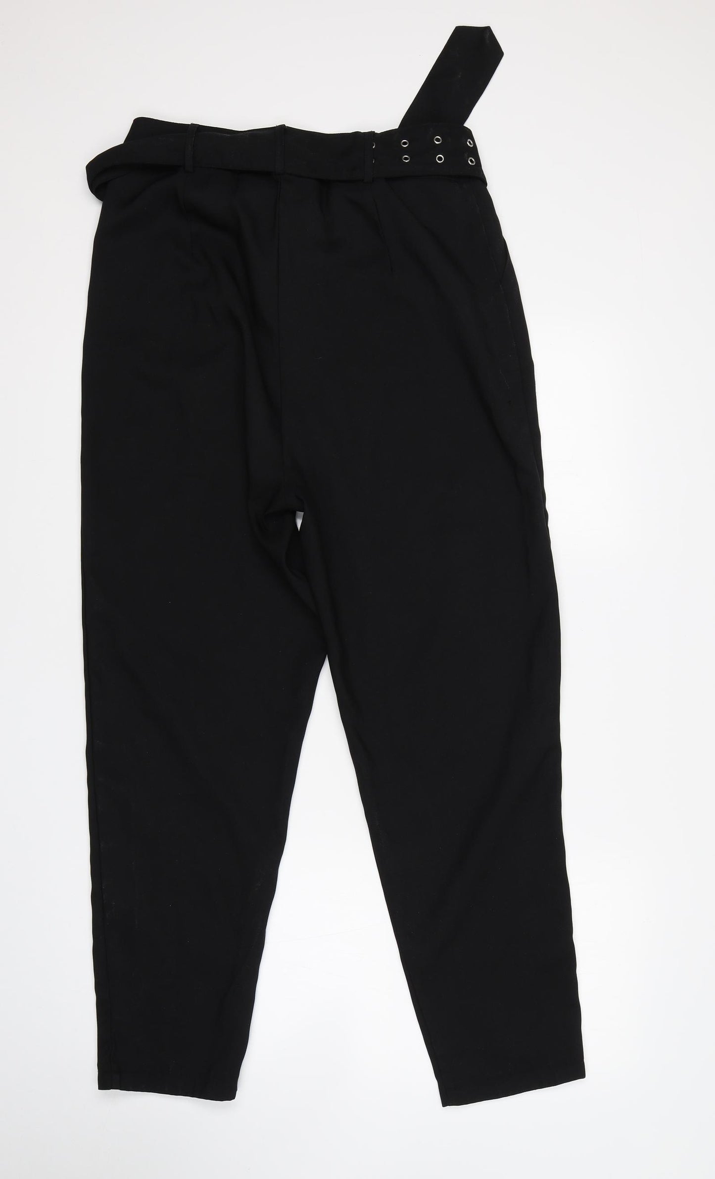 PRETTYLITTLETHING Womens Black  Polyester Trousers  Size 12 L28 in Regular