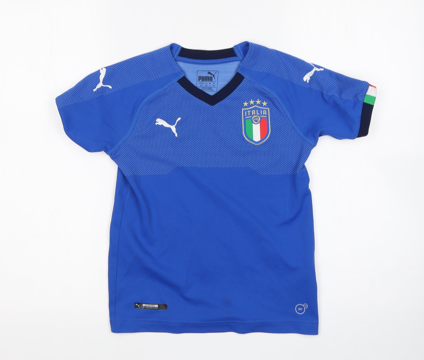 PUMA Boys Blue  Polyester Basic T-Shirt Size 7-8 Years Round Neck  - Italy Football