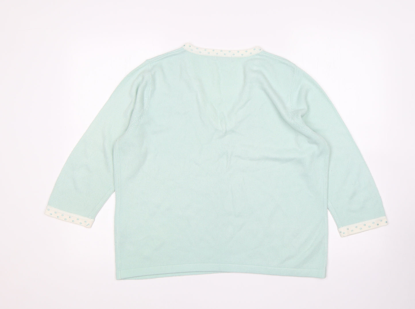 Berkertex Womens Green V-Neck  Acrylic Pullover Jumper Size 18