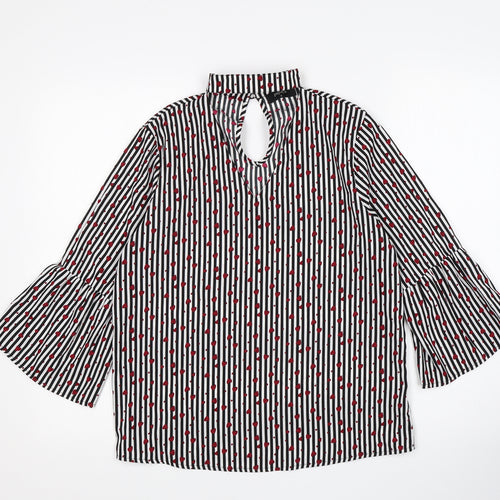 Papaya Womens Multicoloured Striped Polyester Basic Blouse Size 8 V-Neck