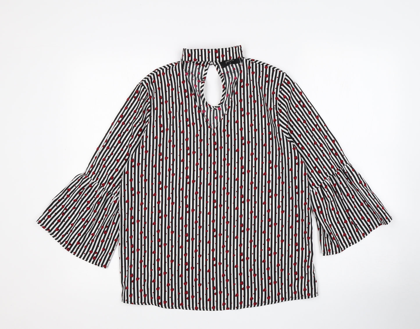 Papaya Womens Multicoloured Striped Polyester Basic Blouse Size 8 V-Neck