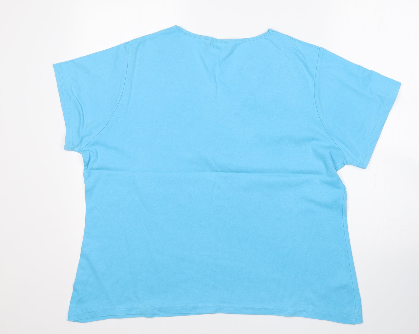 Bonmarche Womens Blue  Cotton Basic T-Shirt Size XL V-Neck