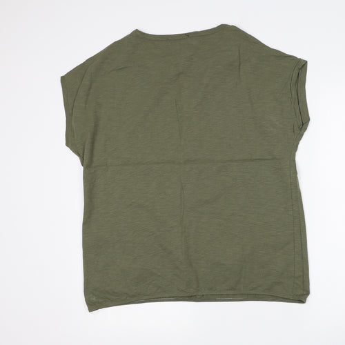 balsamik Womens Green  Cotton Basic T-Shirt Size 18 V-Neck