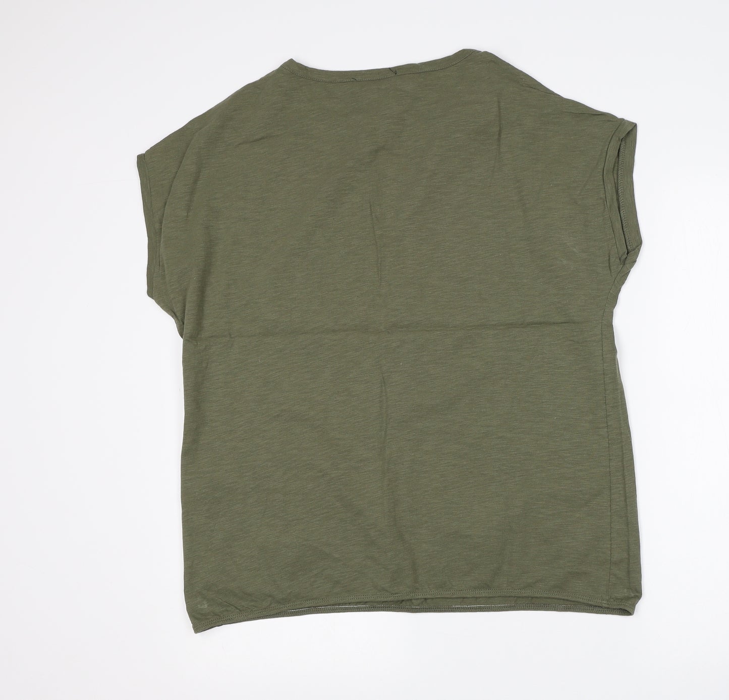 balsamik Womens Green  Cotton Basic T-Shirt Size 18 V-Neck