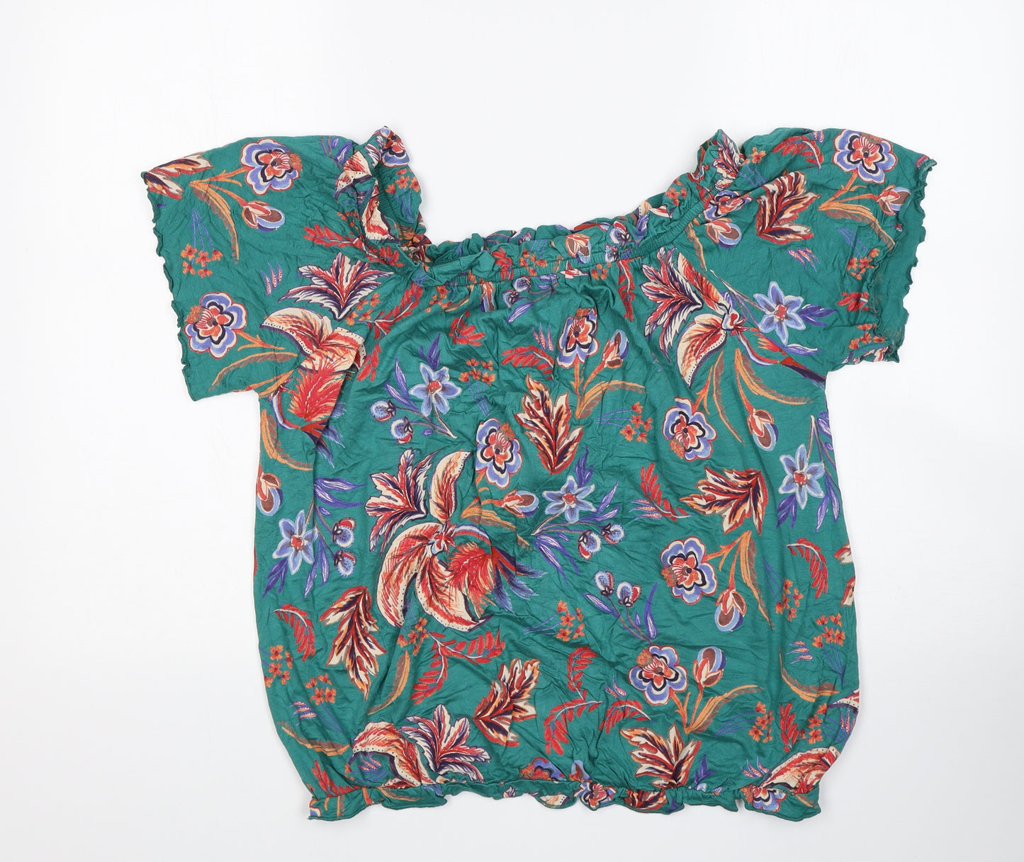 NEXT Womens Multicoloured Floral Viscose Basic Blouse Size 12 Boat Neck