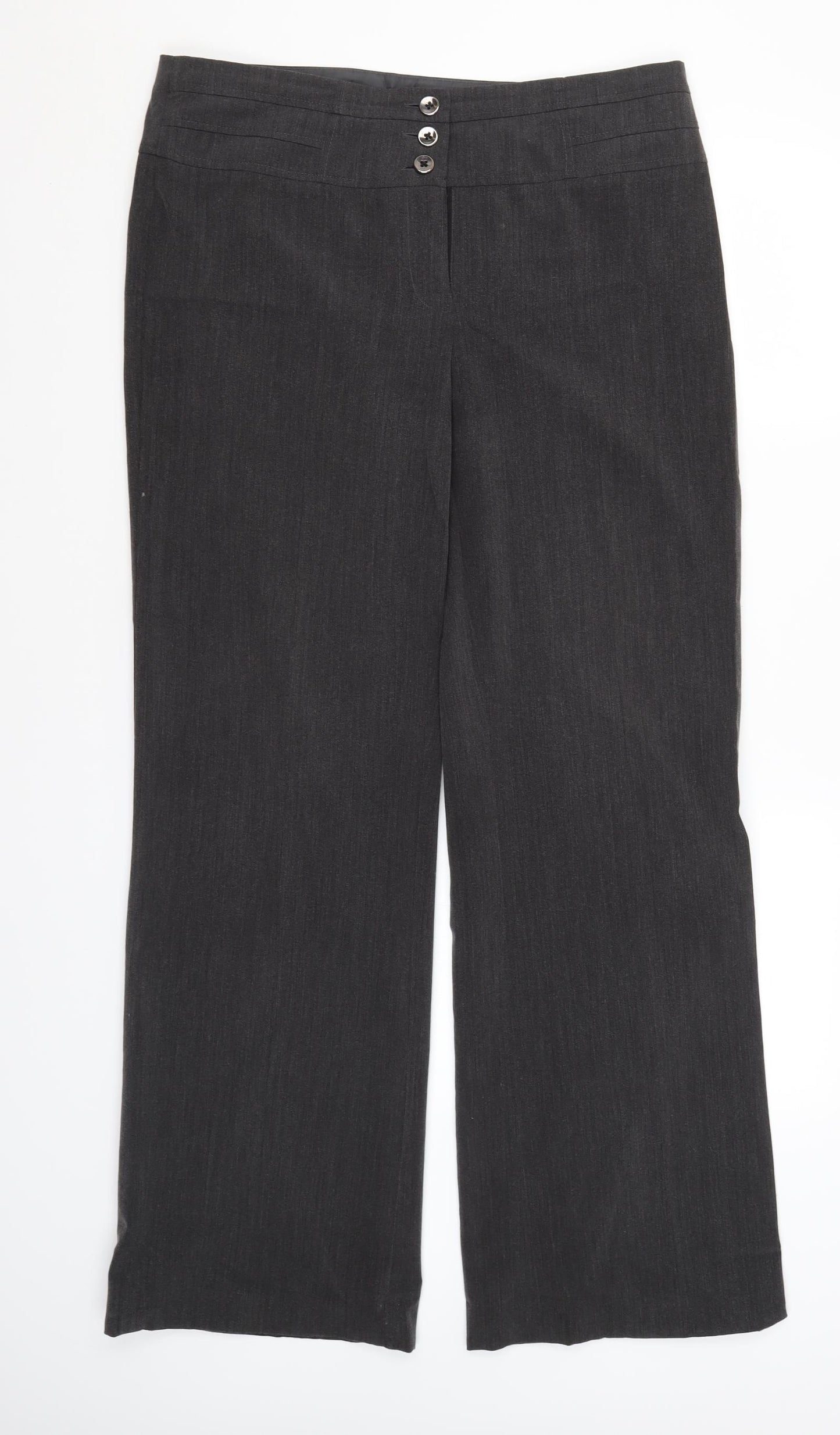 Collection Womens Grey  Polyester Dress Pants Trousers Size 14 L31 in Regular