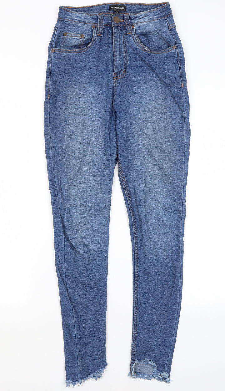 Pretty Little Thing Womens Blue Cotton Skinny Jeans Size 6 L27 in Regular