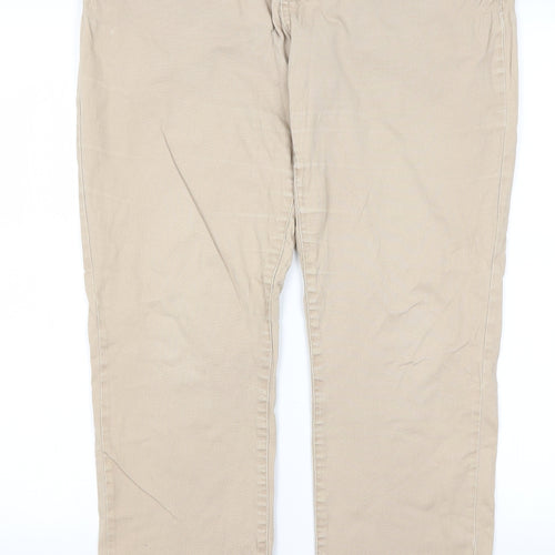 24/7 Womens Beige  Cotton Chino Trousers Size 16 L28 in Regular