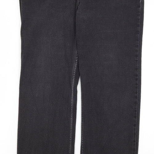 Per Una Womens Grey  Cotton Straight Jeans Size 16 L28 in Regular