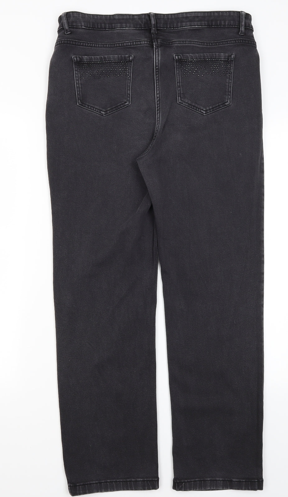 Per Una Womens Grey  Cotton Straight Jeans Size 16 L28 in Regular