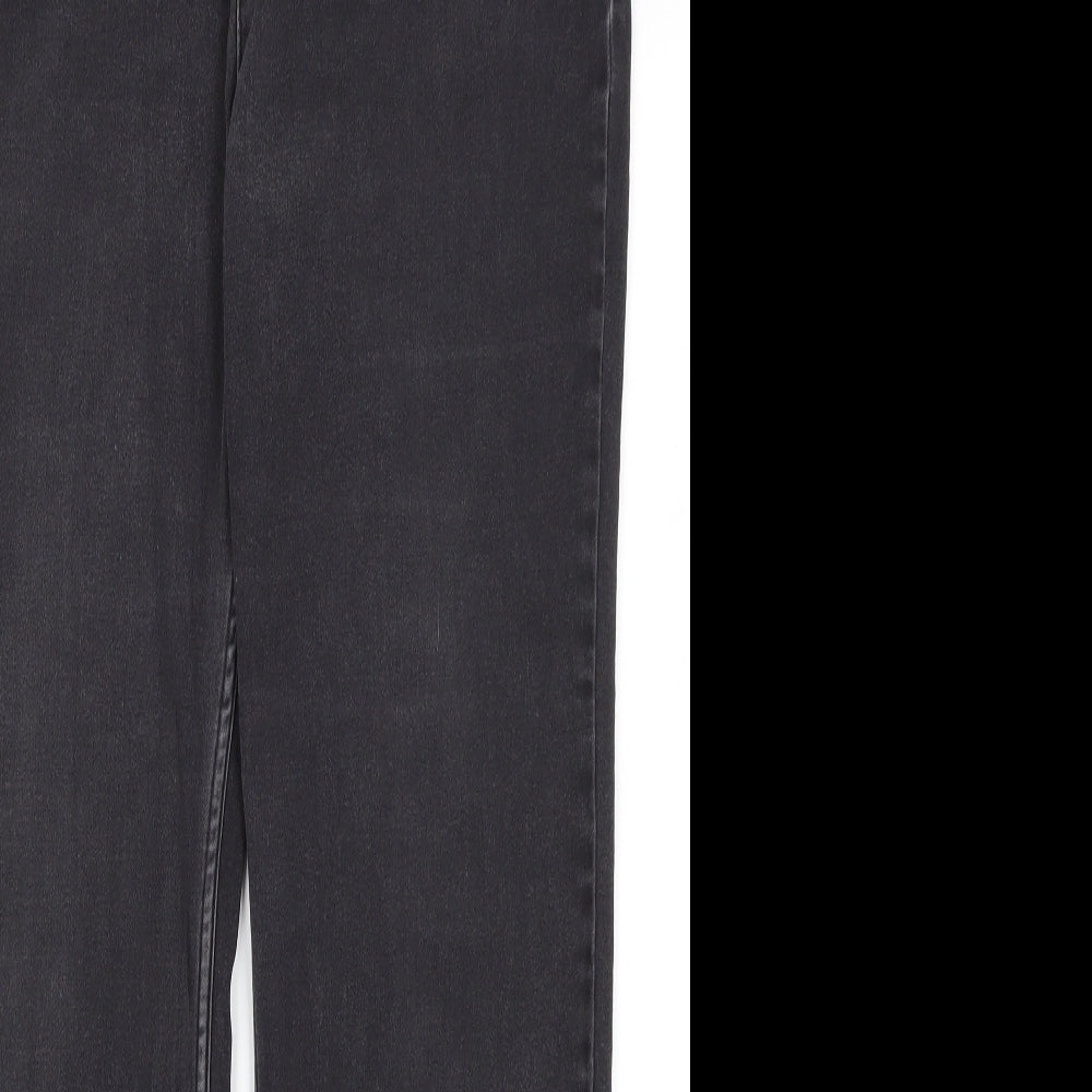 Per Una Womens Grey  Cotton Straight Jeans Size 16 L28 in Regular