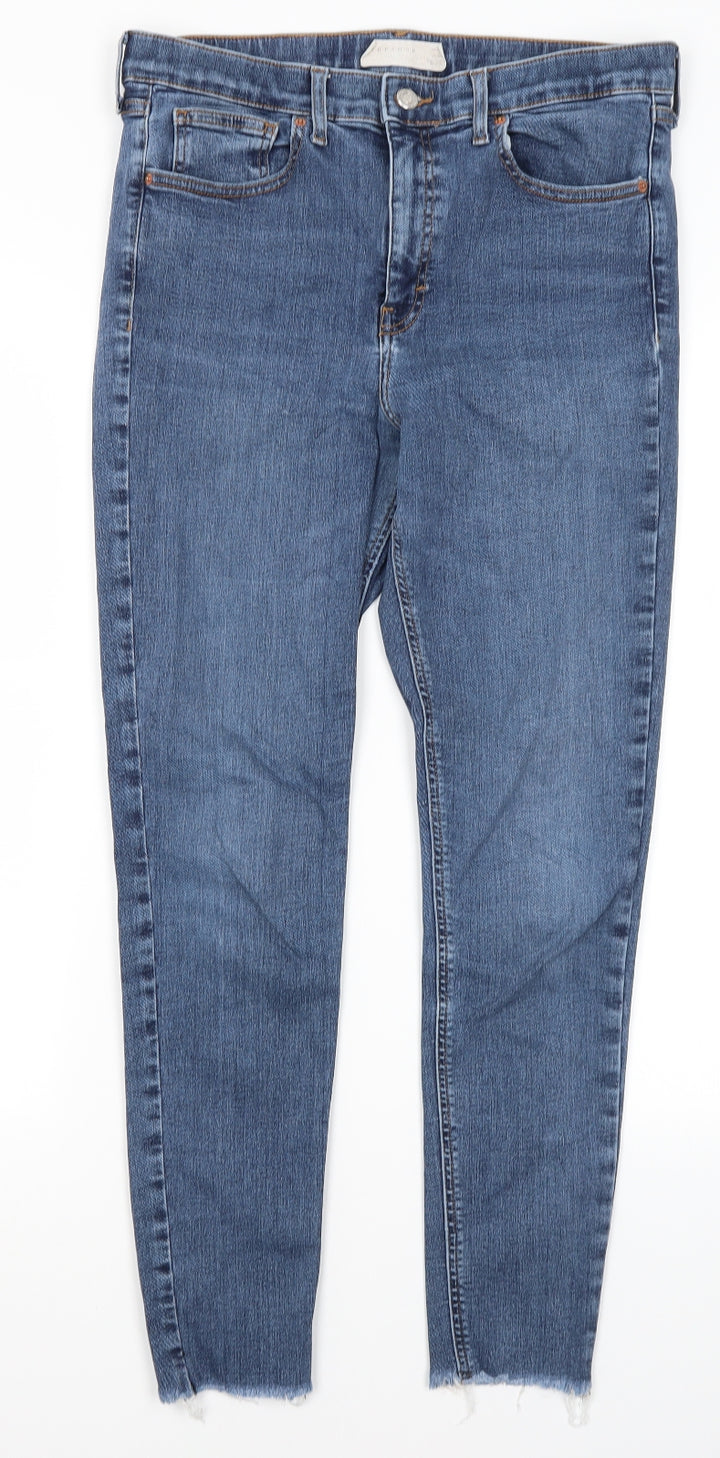 Topshop Womens Blue Cotton Skinny Jeans Size 32 in L26.5 in Regular