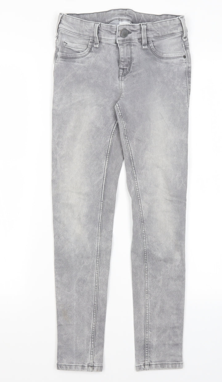 Here & There Girls Grey  Cotton Skinny Jeans Size 12 Years L25 in Regular