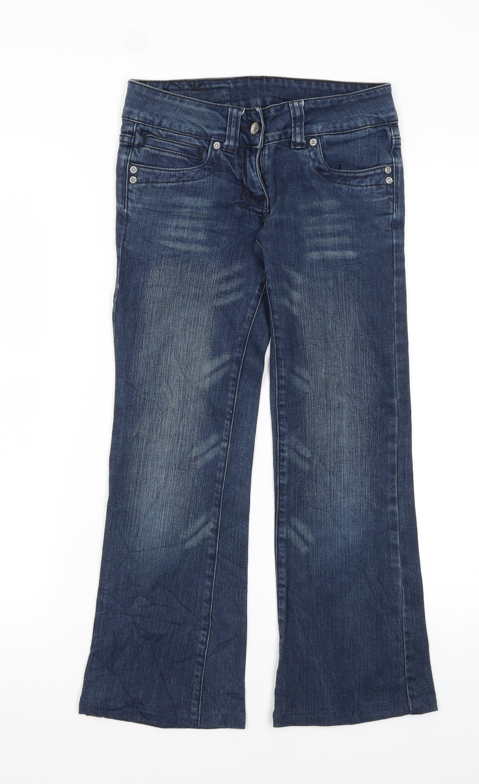 Here & There Girls Blue  Cotton Bootcut Jeans Size 12 Years L24 in Regular