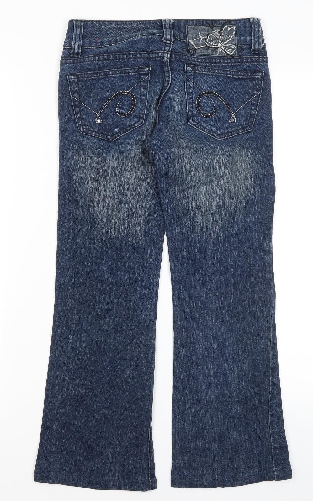 Here & There Girls Blue  Cotton Bootcut Jeans Size 12 Years L24 in Regular