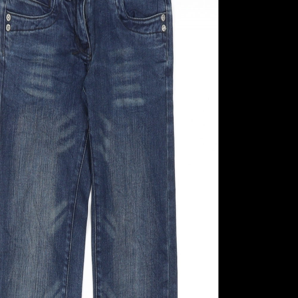 Here & There Girls Blue  Cotton Bootcut Jeans Size 12 Years L24 in Regular