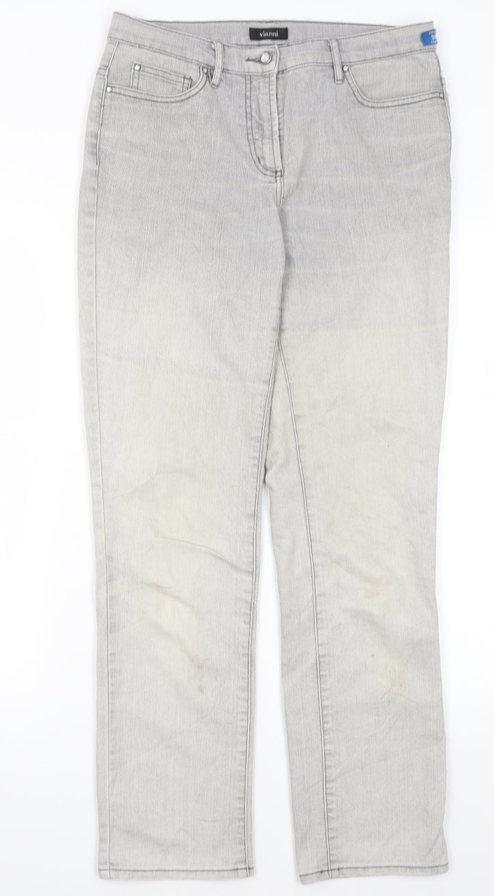 Vianni Womens Grey  Cotton Straight Jeans Size 10 L29 in Regular