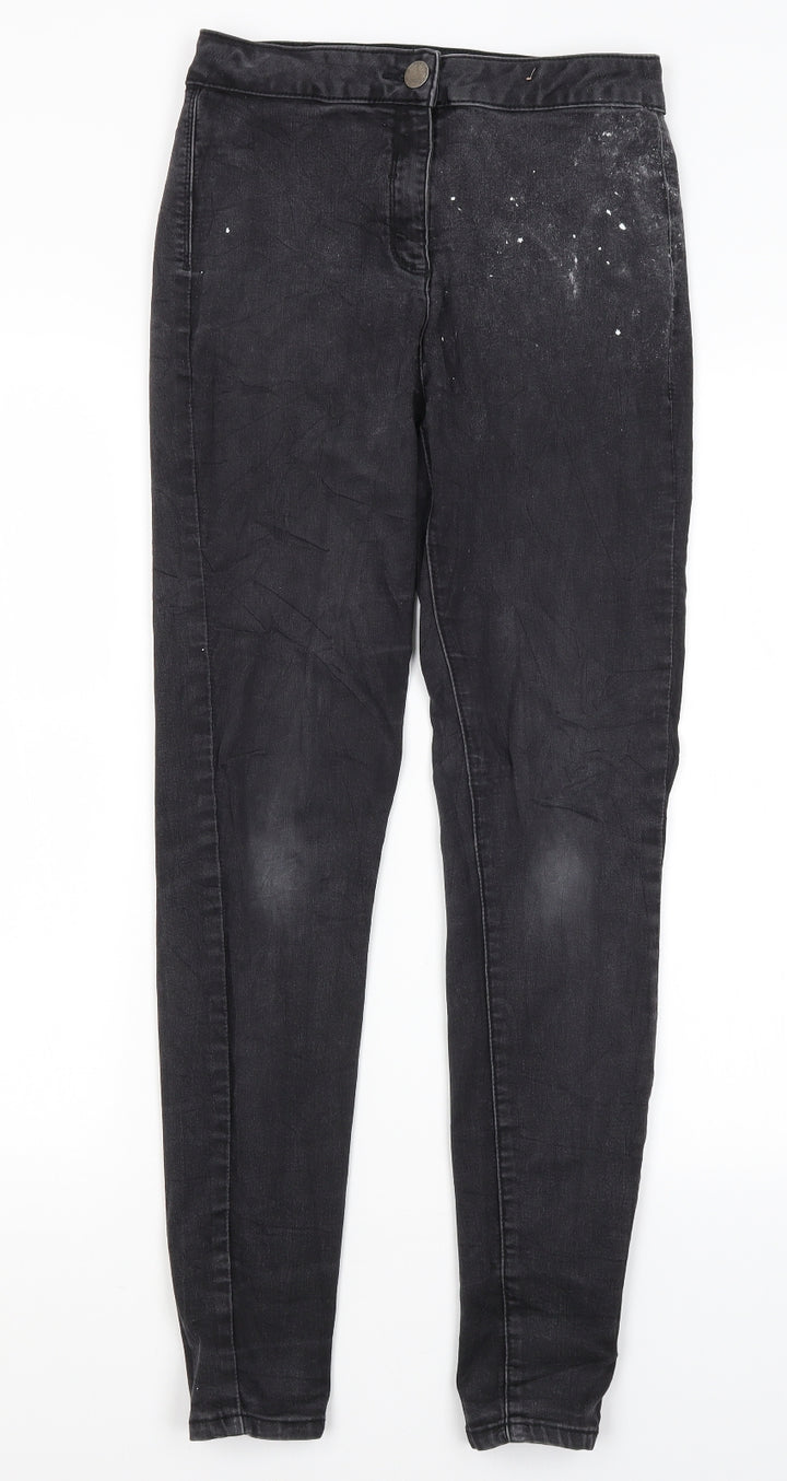 Matalan Womens Grey Cotton Skinny Jeans Size 12 L28 in Regular