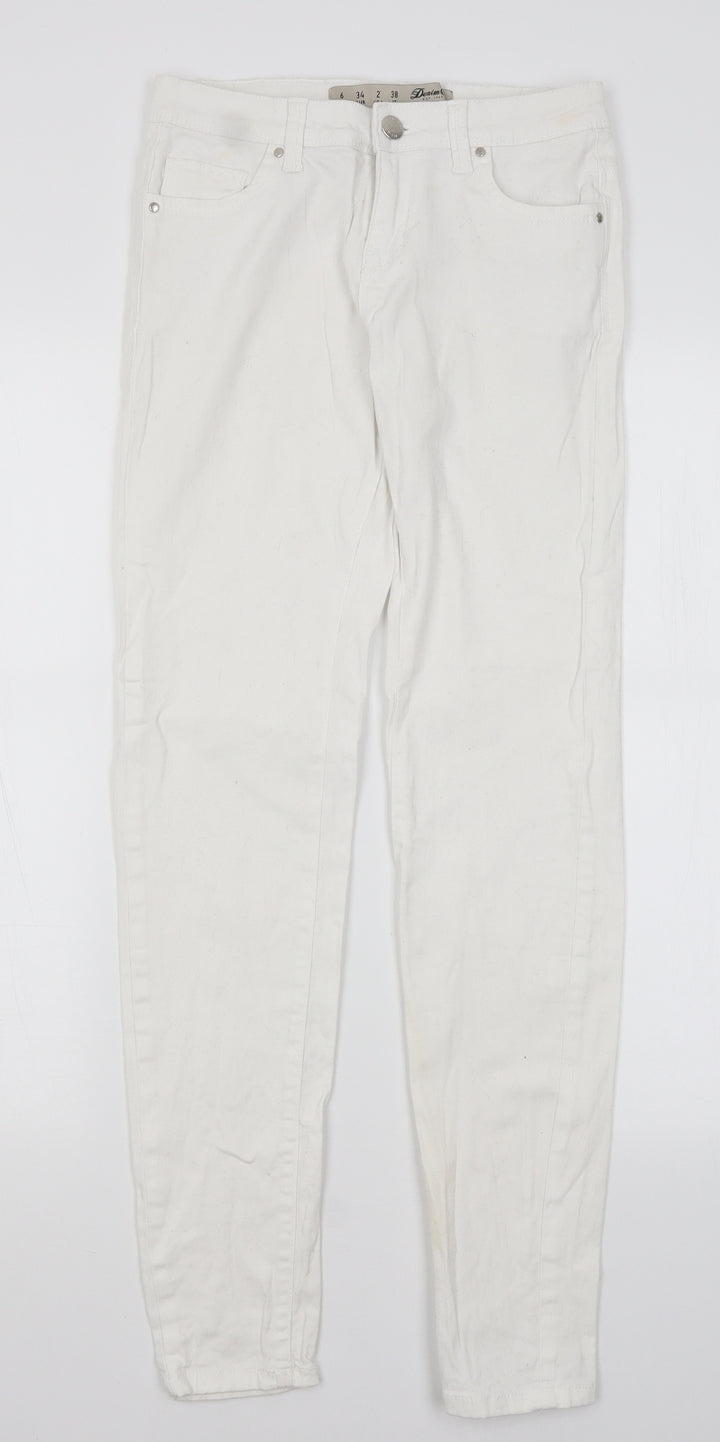 Denim Co Womens White Cotton Skinny Jeans Size 6 L29 in Regular