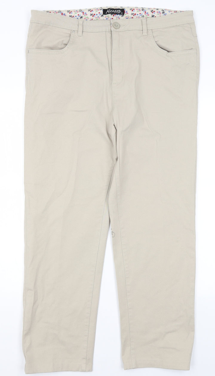 Alexara Womens Beige Cotton Trousers Size 18 L28 in Regular
