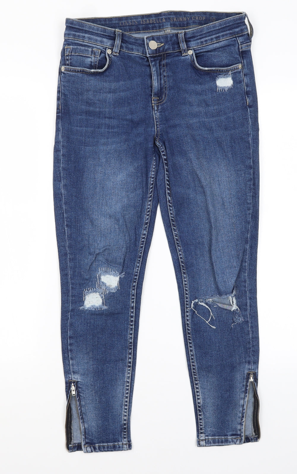 Oasis Womens Blue  Cotton Cropped Jeans Size 10 L24 in Regular