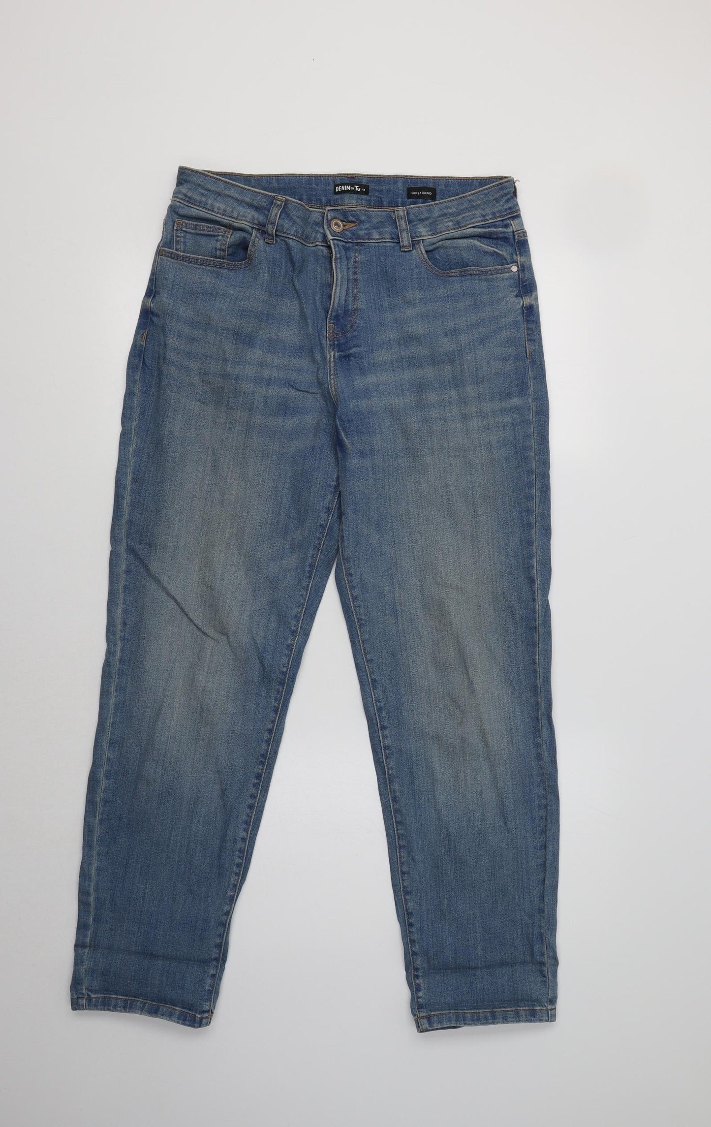 TU Womens Blue  Cotton Tapered Jeans Size 12 L29 in Regular
