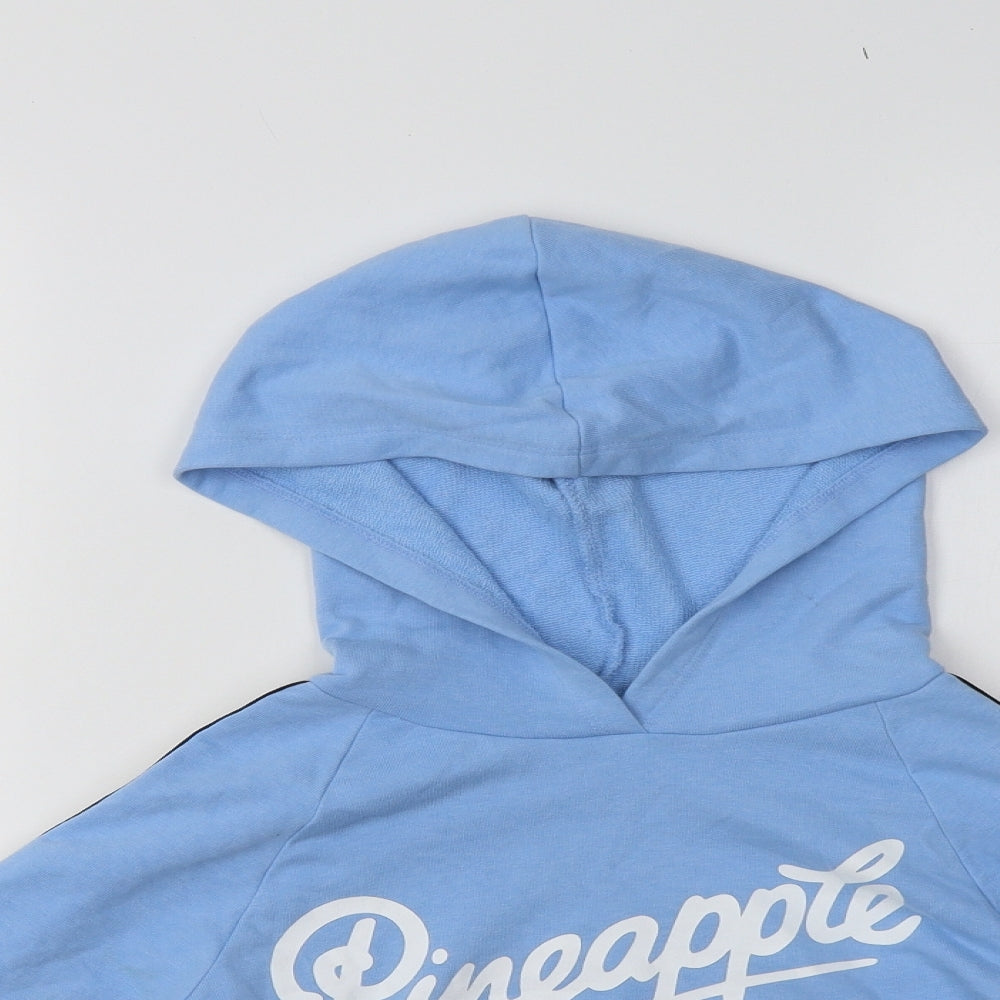 Pineapple Girls Blue  Cotton Pullover Hoodie Size 7-8 Years