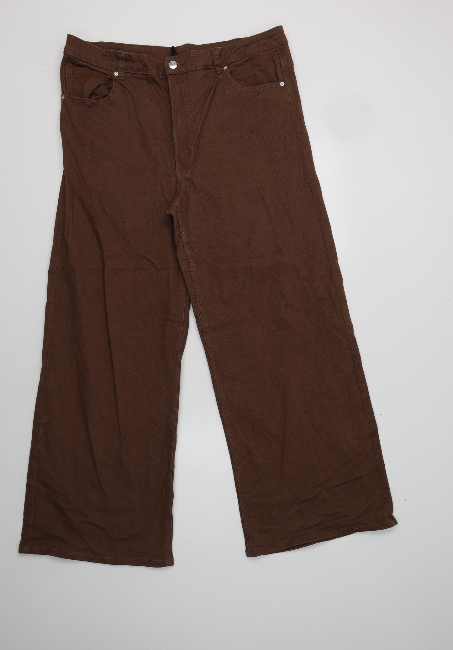 H&M Womens Brown  Cotton Flared Jeans Size 18 L30 in Regular