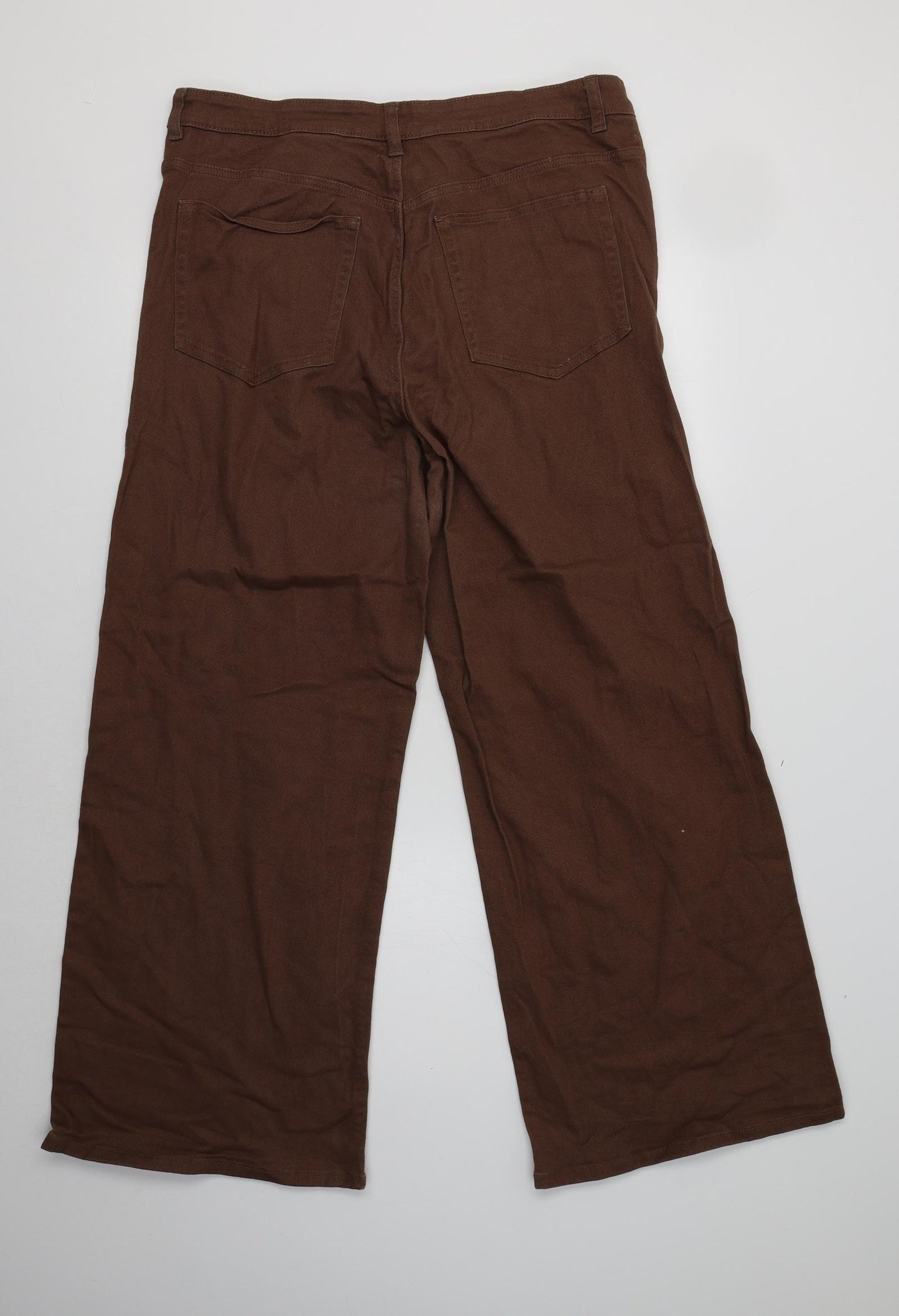H&M Womens Brown  Cotton Flared Jeans Size 18 L30 in Regular
