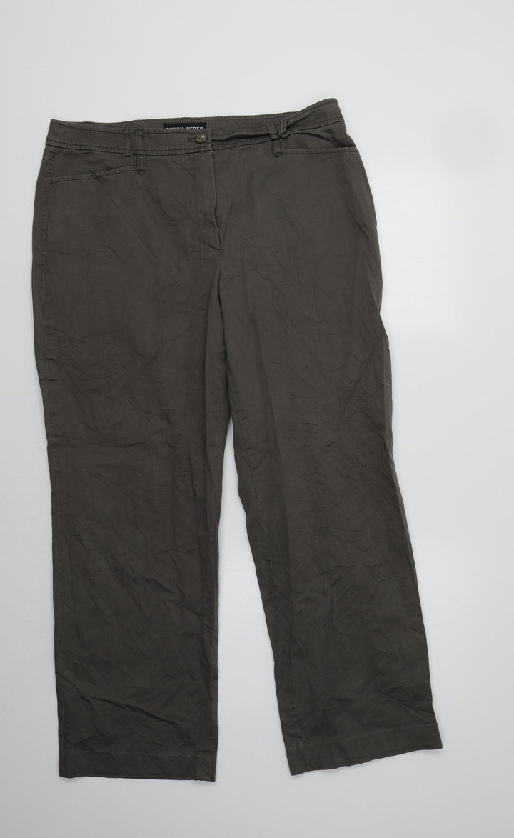 Gerry Weber Womens Grey  Cotton Trousers  Size 18 L30 in Regular