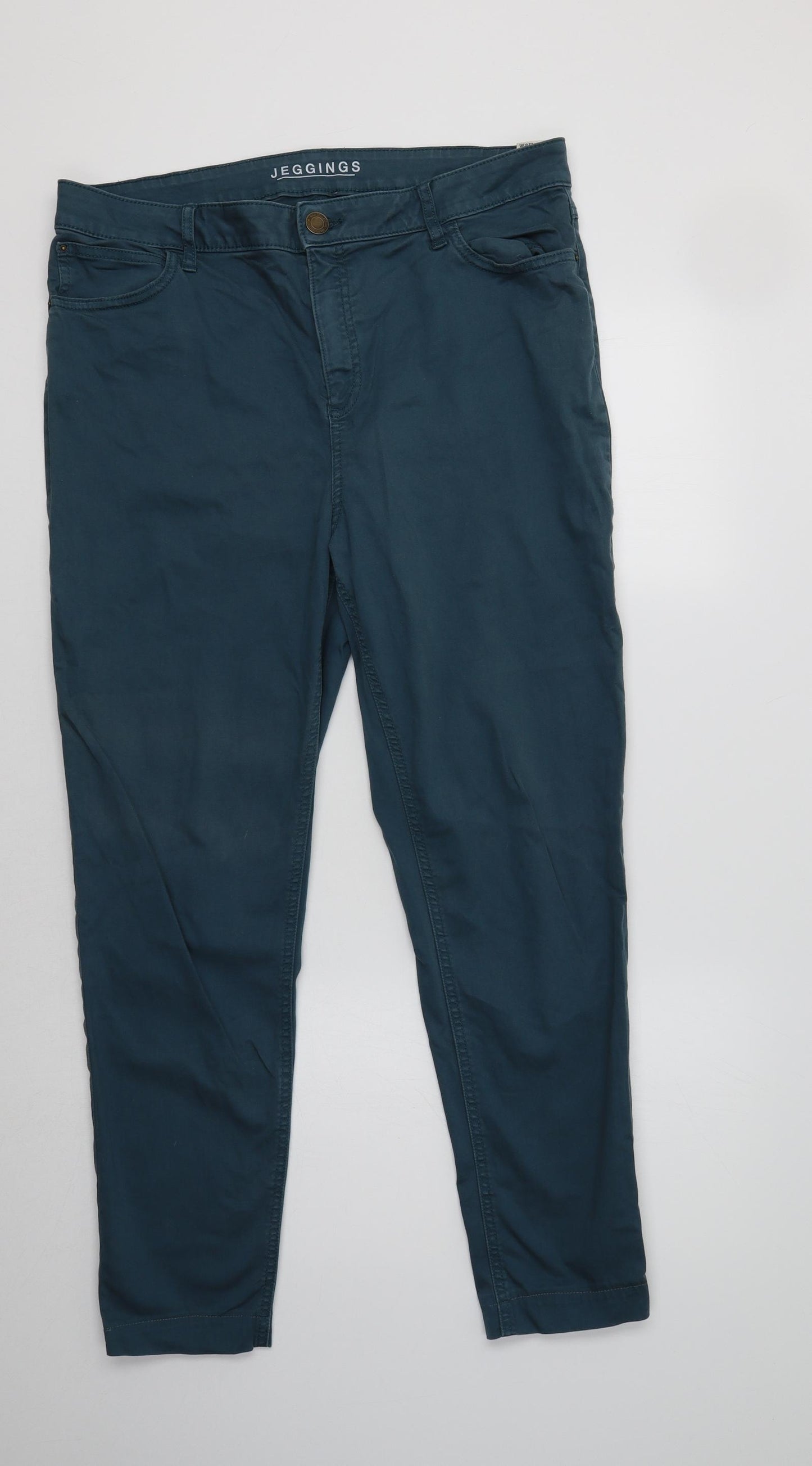 M&S Womens Green  Cotton Jegging Jeans Size 16 L30 in Regular