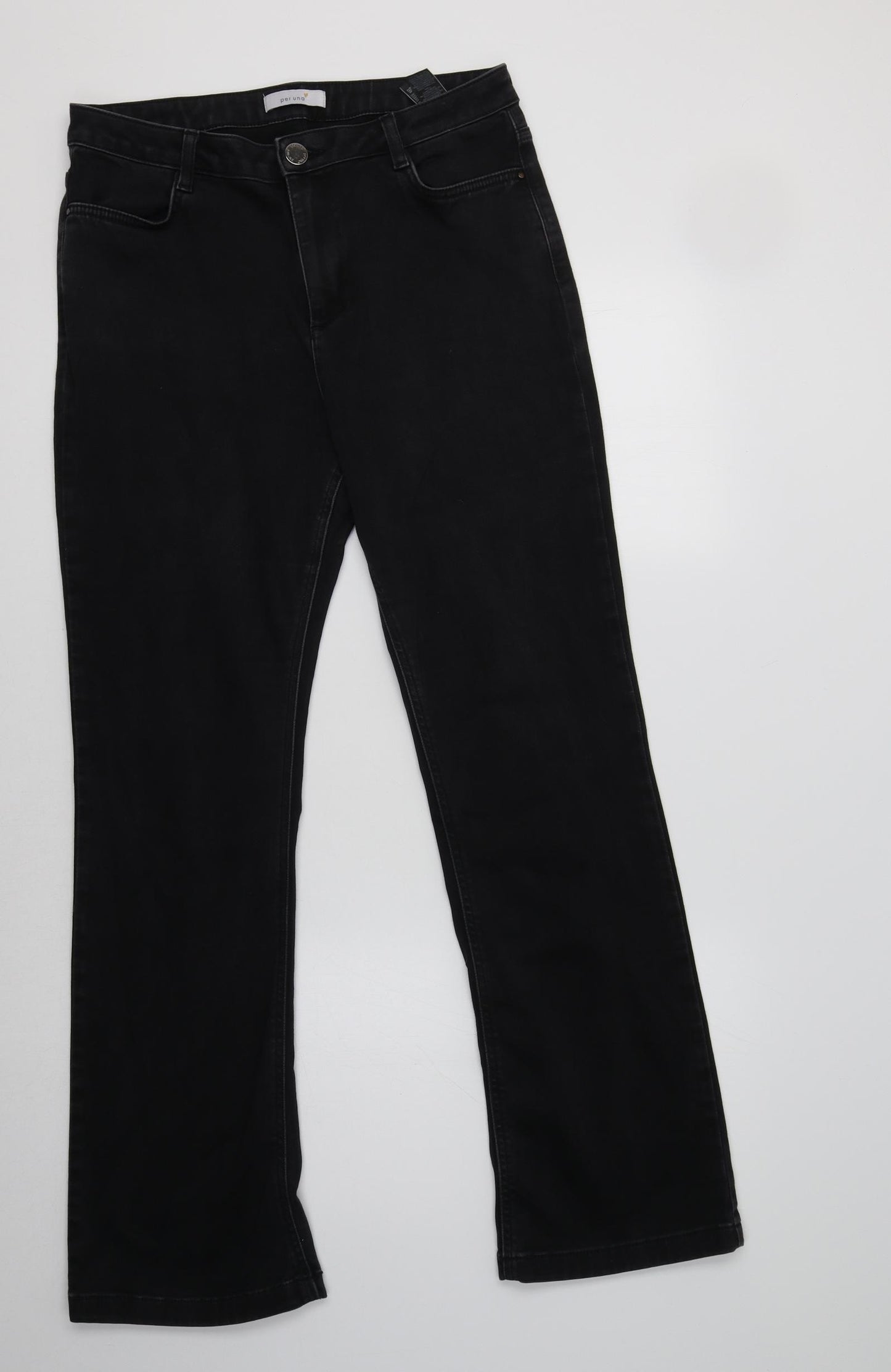 Per Una Womens Black  Cotton Bootcut Jeans Size 14 L32 in Regular