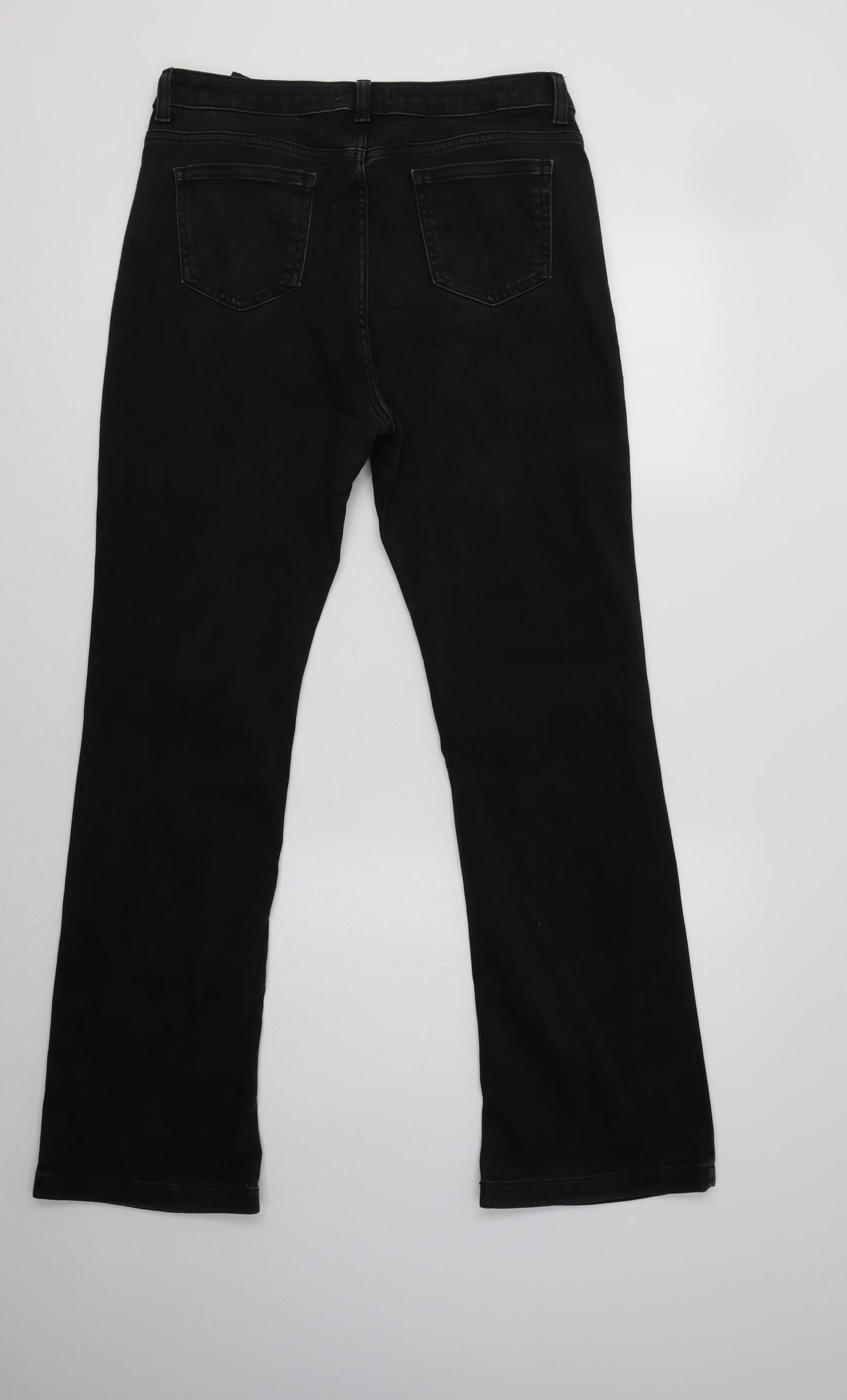 Per Una Womens Black  Cotton Bootcut Jeans Size 14 L32 in Regular