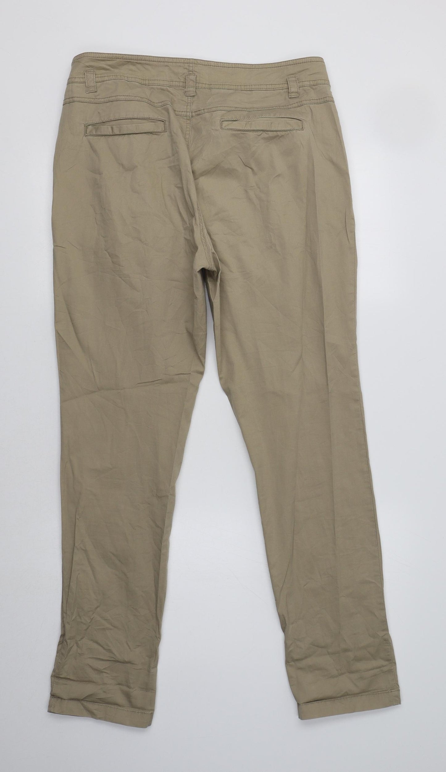H&M Womens Beige  Cotton Trousers  Size 10 L30 in Regular