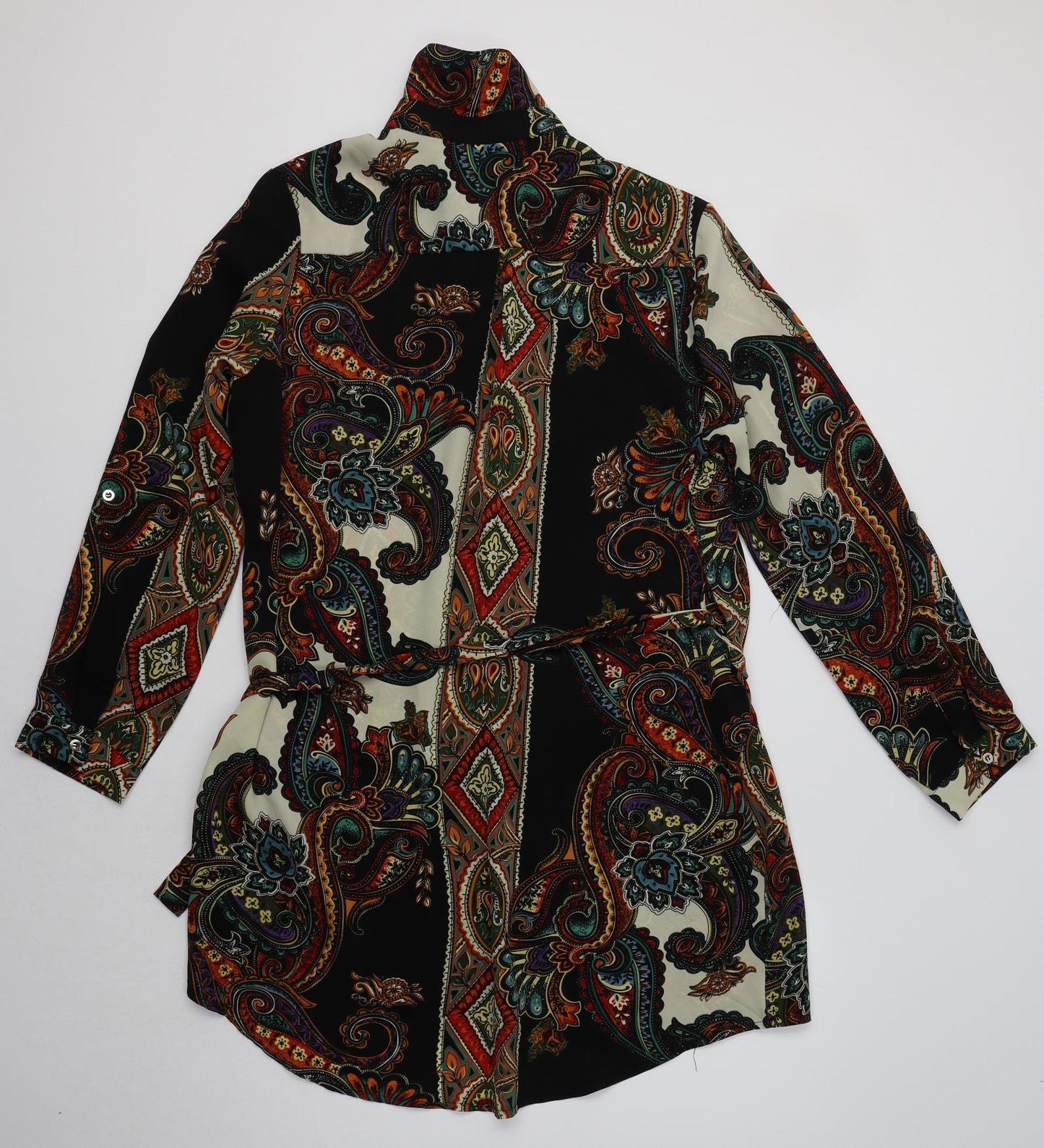 Boohoo Womens Multicoloured Paisley Polyester Shirt Dress  Size 16 Collared