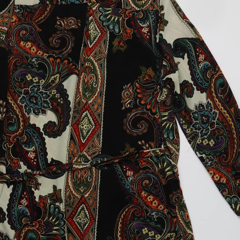 Boohoo Womens Multicoloured Paisley Polyester Shirt Dress  Size 16 Collared