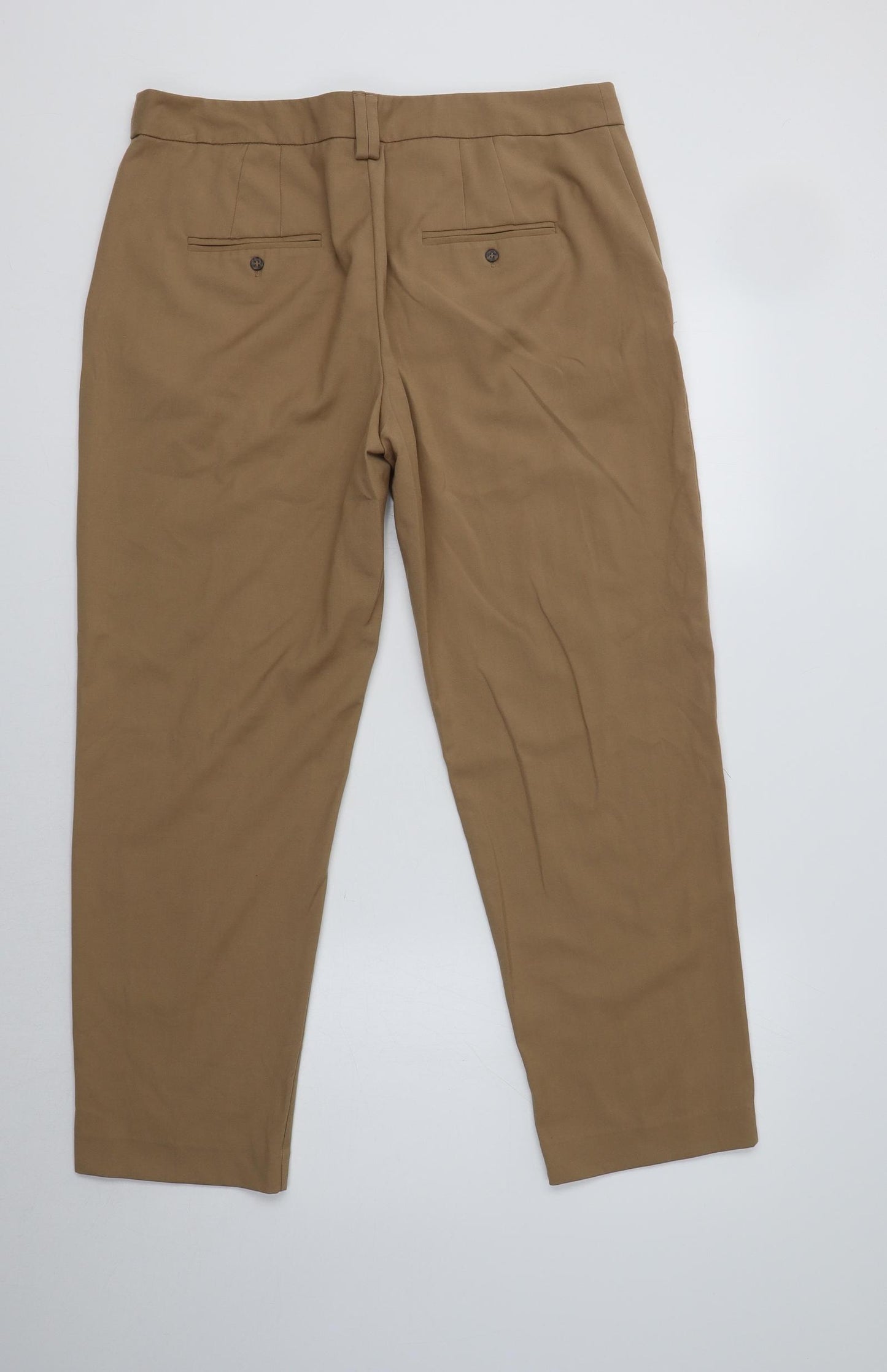 M&S Womens Beige  Polyester Chino Trousers Size 14 L28 in Regular