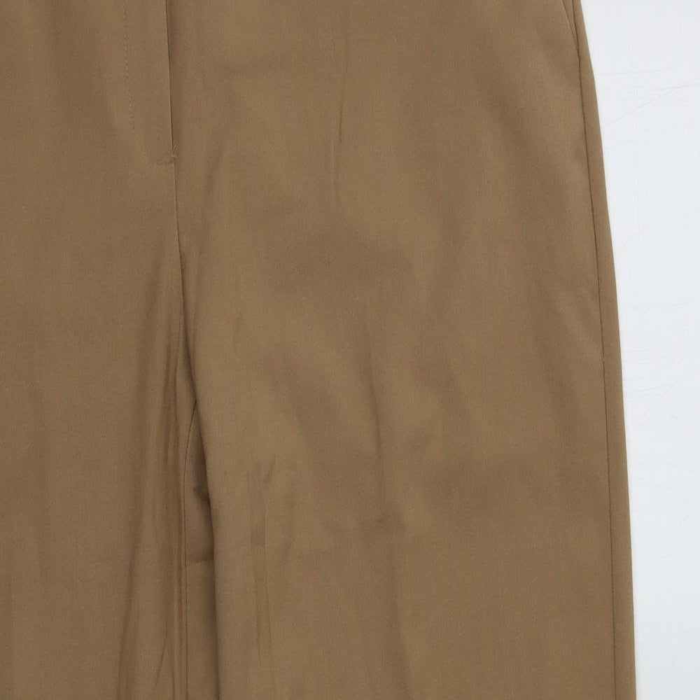 M&S Womens Beige  Polyester Chino Trousers Size 14 L28 in Regular