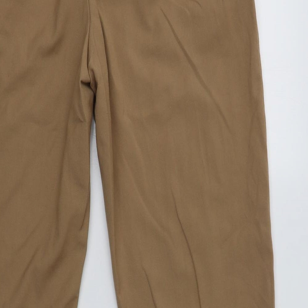 M&S Womens Beige  Polyester Chino Trousers Size 14 L28 in Regular