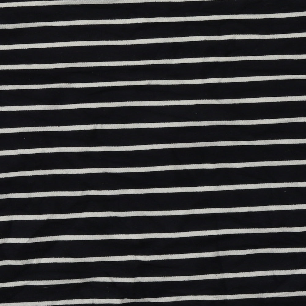 M&S Womens Blue Crew Neck Striped Cotton Pullover Jumper Size 22