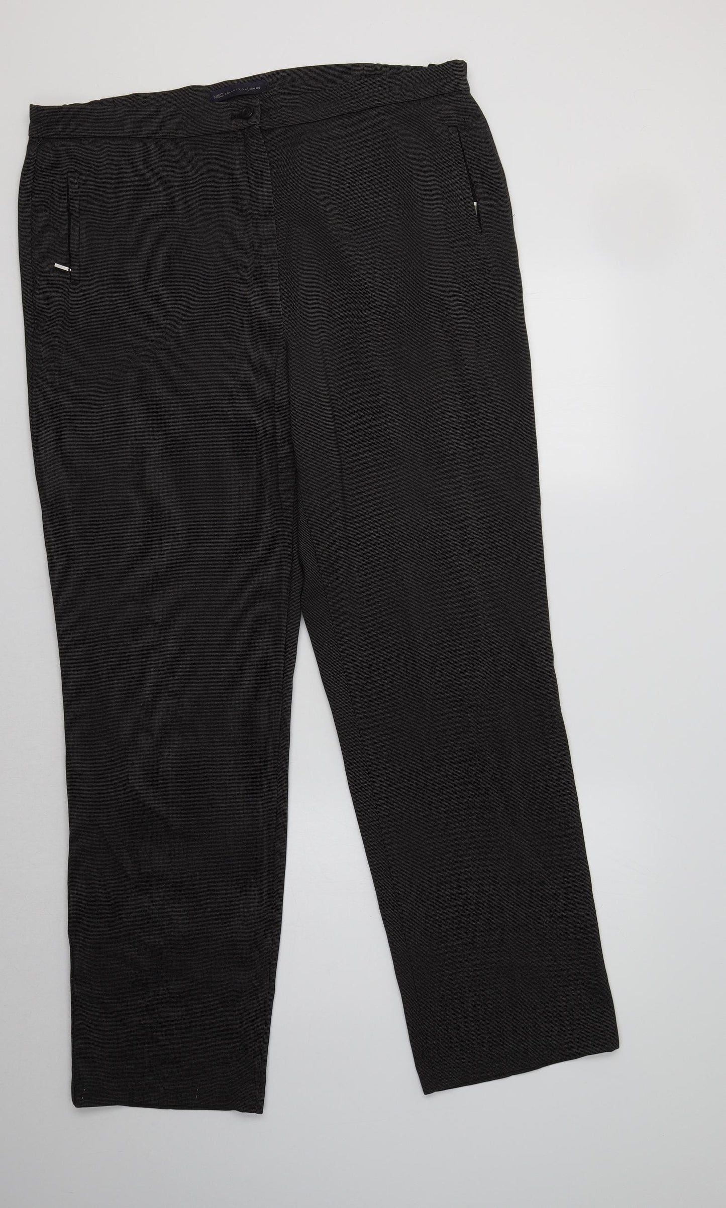M&S Womens Grey  Polyester Dress Pants Trousers Size 16 L32 in Regular
