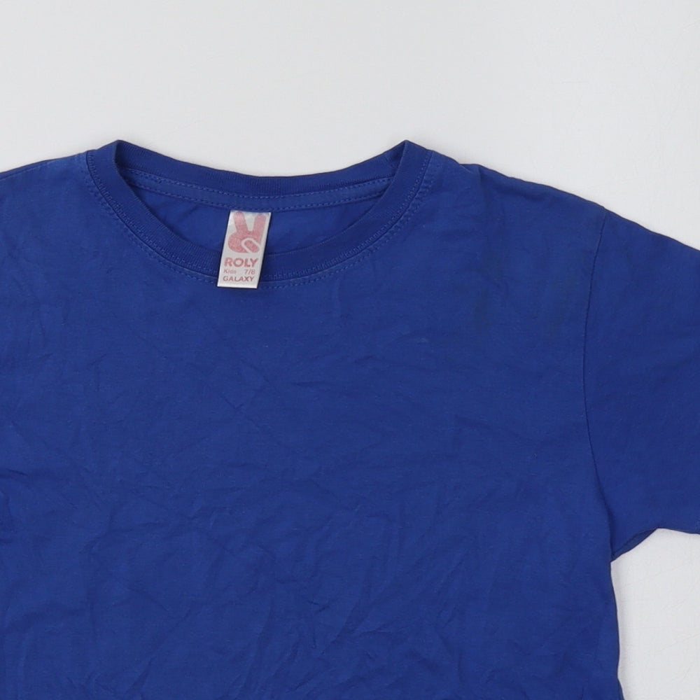 Roly Boys Blue  Cotton Basic T-Shirt Size 7-8 Years Crew Neck
