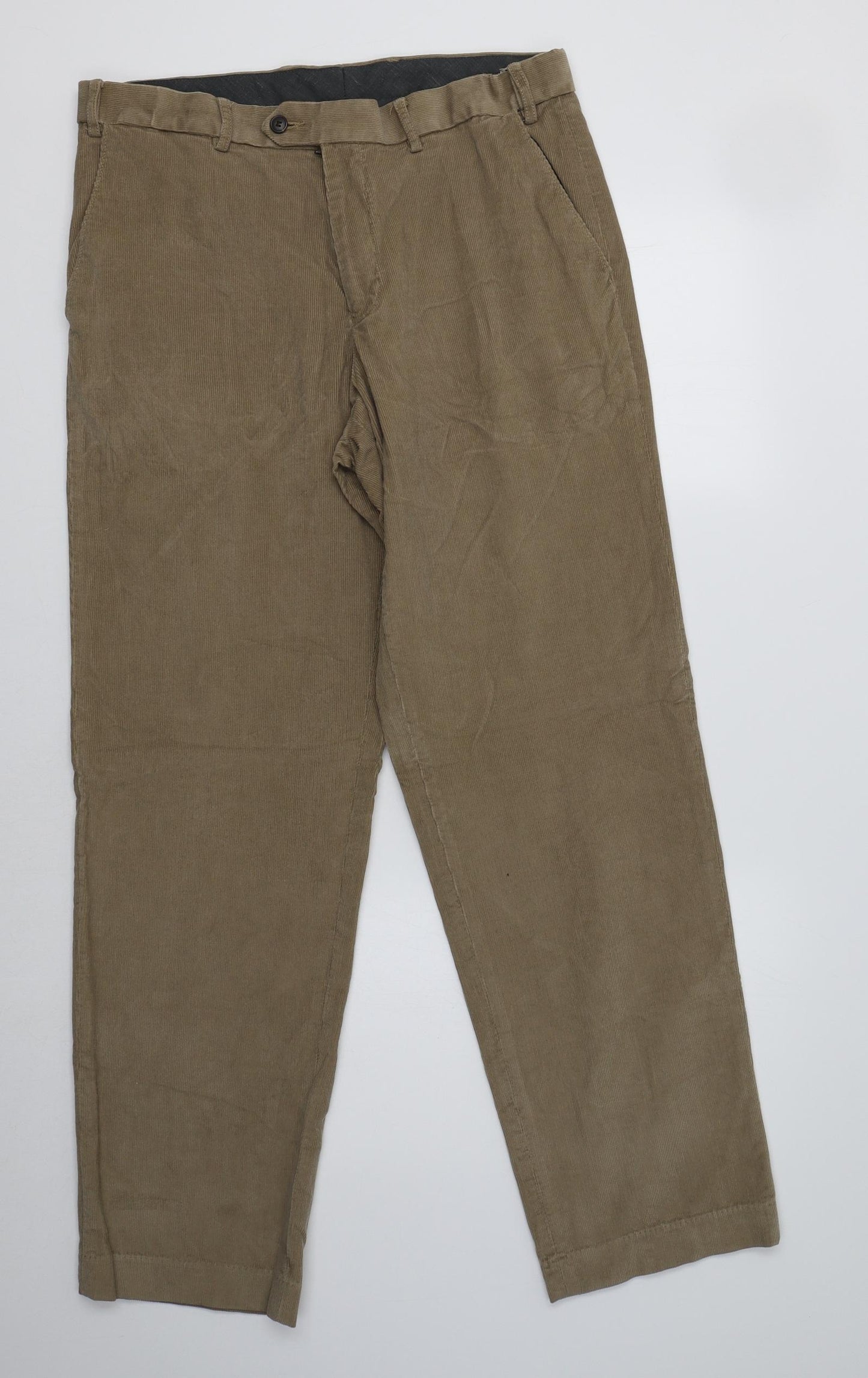 M&S Mens Beige  Cotton Trousers  Size 34 L33 in Regular