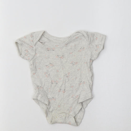 George Baby Grey Floral Cotton Romper One-Piece Size 6-9 Months